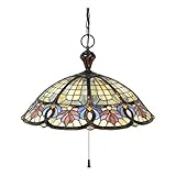Quoizel TF1618VB Tiffany 15-Inch Pendant with Three Downlights, Vintage Bronze Finish [並行輸入品]