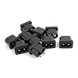 DealMux AC250V 2.5A IEC320 C8 AC Input Wiring Socket Male 2 Pins Copper Rhodium Power Black