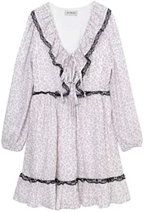 Amazon Co Jp Bubbles バブルス フロントリボンシアーワンピース レオパードベージュ F 服 ファッション小物