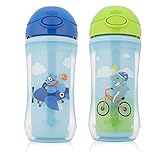 Dr. Brown's On-The-Go 2 Piece Straw Sport Cup for Boy, Blue, 10 Ounce by Dr. Brown's