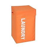 ハニー-CAN-ドゥHMP-04293洗濯物は、蓋、オレンジでスクエア洗濯物用かごを妨げます