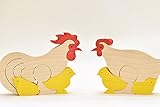 木のおもちゃ杢(MOKU) 動かせる組み木 酉（ニワトリの家族）