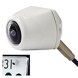 バックカメラ　リアカメラ　高画質　ナンバープレート取付超小型車載カメラ　塵防水IP67 水平180°/垂直132°広角度　超強暗視で夜でも見える　ガイドライン無し・有り切替対応　ホワイト　日本語マニュアル【24ヶ月保証期間】