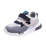 Tonsee キッズシューズ 男の子 女の子 運動靴 スニーカー ベルクロ 通学履き カジュアル デイリー トラベル ランニングシューズ 軽量 通気 (21/内長 13.5CM, グレー)