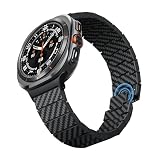 「PITAKA」カーボン製 Watch Band モダン Galaxy watch 対応 バンド Galaxy watch 7/6/5/4/6 Classic/5 pro/4 Classic 47mm/46mm/45mm/44mm/43mm/42mm/40mm適用 交換ベルト 軽量 触り心地良い バネ棒付き コマでサイズ調整可能 脱着簡単 デザイン
