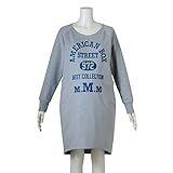 (ニッセン) nissen 【 マタニティ 授乳服 産前 産後 】 カレッジプリント スウェット地 ラグラン ワンピース 授乳機能付き グレー杢 マタニティLL