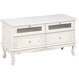 テレビ台 ( テレビボード リビングボード ) 幅105cm 木製 猫足 ヴィオレッタシリーズ アンティークホワイト ( 白 ) 【完成品】