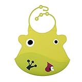 Gracallet Yellow Frog Design High Quality Soft Silicone Feeding?Cartoon Cow Waterproof Bib for Baby 