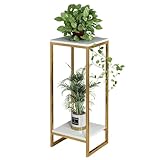 フラワースタンド 2段 ガーデンラック 植木鉢ラック フラワースタンド屋内 金属花棚 観葉植物 台 植木鉢台 組み立て簡単 園芸 リビング ベランダ おしゃれ 飾り ゴールド 90*30*30cm