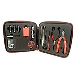 ポータブル電子タバコDIYツールキットE-CigアクセサリツールバッグオールインワンVape DIYデバイスRDA RDTA RTAタンクアトマイザ（ブラック＆レッド）のリビルド