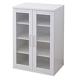 山善(YAMAZEN) 食器棚 ガラスキャビネット (幅60 奥行39 高さ90) ホワイト SYSK-9060GC(WH)