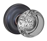 Fusion Hardware V-29-A5-0-ORB Full Set Flat Iron Glass Privacy Knob with Ketme Rose Adjustable Backs