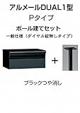 四国化成 郵便ポスト アルメールDUAL1型Pタイプ ブラックつや消しポール建て ダイヤル無し
