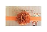 2 Burlap Jute petite Flower baby PoshNPretty headband - Orange by PoshNPretty