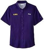 NCAA LSU TigersレディースCollegiate Tamiami半袖シャツ、鮮やかなパープル、ミディアム