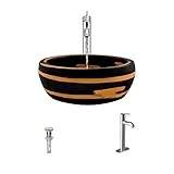 Mr Direct v404 hand-thrownセラミック容器シンク( Bundle – 3 Items :シンク蛇口、、、Pop Up Drain ) 718 シルバー V404-718-C
