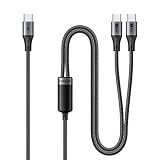 SUNGUY 2in1 USB-C to USB-C ケーブル 1M PD急速充電 最大60W Type C 充電ケーブル USB2.0データ転送 高耐久ナイロン編み iPhone17/16/15シリーズ、Galaxy S25/S24、iPad Pro/iPad air/MacBook Airなどのタイプｃ機種に対応 1m グレー