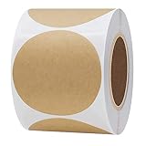 Hybsk カラーシール 300枚 クラフト紙丸シール 50mm 大容量ロールドット粘着ラベルアート光沢ラベル 円形（クラフト紙）