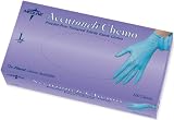 Medline MDS192086 Accutouch Chemo Nitrile Exam Gloves, Latex Free, 9 Length, Large, Blue (Pack of 10