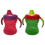 Gerber Graduates 7 Ounce Fun Grips Trainer Cup, 2 Pack, Pink/Green by Gerber