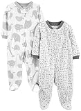 [Simple Joys by Carter's] [Baby 2-Pack Fleece Footed Sleep and Play] (並行輸入品) (Gray, 0-3 Months)