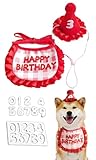 犬 誕生日 帽子 犬 誕生日グッズ 犬 猫用 誕生日グッズ 3個セット 可愛い 飾り付け バースデー よだれかけ 記念日 誕生日 (レッド)