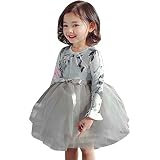 人気　Yochyan ベビードレス　バレンタインデー 　プレゼント　キッズドレス　子供服　　花柄　蝶結び　チュール　お嬢様　プリンセス　女の子　ガールズ　かわいい　素敵　長袖秋冬　日常着　普段着　通園