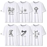 [FBZWVCJJ] モンハン 武器 Tシャツ 半袖 綿 太刀 操虫棍 道具ロゴ 大剣 ハンマ グッズ モンハン 上着 インナーシャツ スポーツシャツ おしゃれ 柔らかい 吸汗 通気 肌着 男女 (3XL,白D) [並行輸入品]