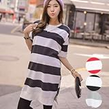 マタニティウェアボーダー柄ビッグTシャツ SOT6024 FREE(フリー) RED(レッド)