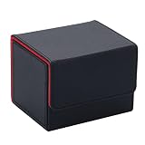 トレカ天国 【１4０枚収録可能】 トレカ デッキケース カードケース トレーディングカード レザー カードケース ホルダー ストレージ 横型デッキケース（タイプＢ）ブラック×レッド