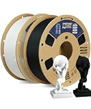 OVERTURE PLA Plus (PLA+) フィラメント 1.75mm プロフェッショナル タフネス強化 ロール、プレミアム PLA 2kg(4.4lbs)（Black 1kg+White 1kg）