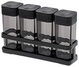 山崎実業 塩 コショウ 入れ 調味料スタンド スパイスホルダー スパイスボトル&ラック タワー 4個セット ブラック 3346