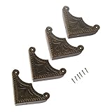 4個入り アンティーク調 ボックスコーナー コーナープロテクター 装飾金具 ブラケットプロテクター レトロスタイル 装飾 ネジに付き