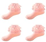 Bevalsa女の子 レース ソックス 高品質 靴下 キッズ 子供 フォーマル 発表会 結婚式 フリル リボン 4点セット 女児 幼児