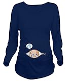 Zhhyltt 出産のtシャツ Women's Maternity T-shirt Hi Baby Cute Funny Pregnancy Long SleeveT-Shirt