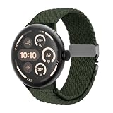 Google Pixel Watchバンド/ピクセルウォッチ 3・4（45mm）対応 編み込み伸縮ベルト 男女兼用 パラシュートバックル 通気性ストレッチナイロン スポーツ band 交換用アクセサリー