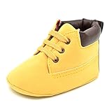 JACKSHIBO ベビー ファーストシューズ 男の子 女の子 ブーツ 赤ちゃん 冬春秋 防寒 シューズ ベビー靴 柔らかい（イエロー 11cm）