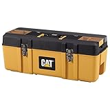 Cat CAT-P26-S Premium Plastic Portable Tool Box with Lid Organization, 26" W, Caterpillar Yellow/Bla