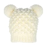 (コ-ランド) Co-land ベビー帽子 新生児ハット ニット帽子 子供用キャップ パイナップル模様 赤ちゃん ポンポン キッズ帽子 女の子 男の子 お出かけ 防寒 ホワイト