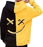 [アスペルシオ] フード付き 長袖 パーカー トレーナー メンズ スポーツ ヒップホップ 裏起毛 裏きもう ナガソデ 長そで 袖あり ソデアリ ジャケット ジャケ アウター フードつき フード フード付 フーディー ポケット 付き キレカジ b系 ビッグシルエット オーバーサイズ スウェット アッタカ アッタカイ 黒色 くろいろ ブラック black イエロー 黄色 (M) イエローブラック