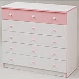 タンス 5段 チェスト 収納 衣類 幅90 シンプル カラー (ホワイト× ピンク)