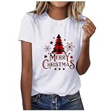 [Teevaseoan] クリスマス tシャツ レディース 大人用 クリスマス 仮装 衣装 コスプレ おもしろシャツ 半袖 Vネック プルオーバー 可愛い ファッション コスチューム 着痩せ 体型カバー トップス きれいめ 人気 カットソー カジュアル(ARホワイト/M)