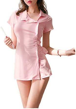 Amazon Co Jp ナース服 セクシー コスプレ コスチューム ランジェリー エロ 可愛い 過激 看護師 病院 制服 ナース 白衣 天使 仮装 レディース 半袖 ミニスカート ワンピース Tバック付き セット フリーサイズ ピンク ドラッグストア