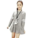 (ポルトプエルト) Porto Puerto Uネック スウェット 長袖 ペプラム ライン ワンピース マタニティ 妊婦 [海外直送品] (L, グレー)