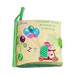Tovadoo 布絵本 ベビー用 動物 数字 アルファベット 布のおもちゃ 知育玩具 3ヶ月-3歳 知育玩具 お出かけ絵本 着脱バンド付き プレゼント