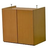 壁面収納 天然木 タモ 板扉 上置き 幅60cm 高さ58～72cm ブラウン SL-72