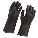 Flameer ゴム手袋　 作業グローブ　ロング　ガーデン　消毒 清掃 家事 工業用　耐酸性　快適　1ペア　全7サイズ　白色＆黒色 - ブラック50cm