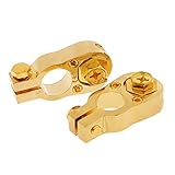 Dolity 1ペア　　正と負　車用　ゴールド　バッテリー端子クランプ　　バッテリー　ターミナル　クランプ　8ワットゲージ　カーオーディオビデオ設置