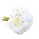 Hommy ウェディング ブーケ バラ 造花 結婚式 花束 花嫁 豪華 フラワーガール ローズ (白)