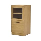 食器棚 幅40 ストッカー ロータイプ 棚2段 可動棚 ガラス扉 引き戸 引き出し スライドレール 木製